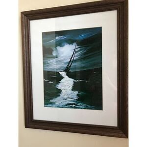Eulogio Candedo print of Oil Painting Ship sailing out to Sea Dark Waters